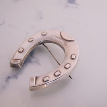 Load image into Gallery viewer, Antique Victorian Silver Large Horseshoe Brooch - MercyMadge

