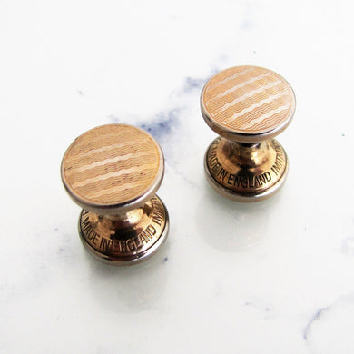 1930s Art Deco Gold Stud Cufflinks, Engine Turned Engraved. - MercyMadge