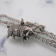 Load image into Gallery viewer, Victorian Boar Pendant Charm Necklace, Sterling Silver - MercyMadge
