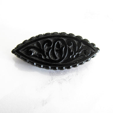 Victorian Whitby Jet Mourning Brooch. - MercyMadge