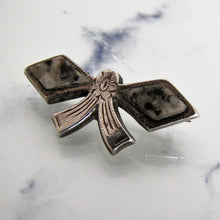 Load image into Gallery viewer, Victorian Scottish Silver &amp; Granite Bow Brooch/Cravat Pin - MercyMadge
