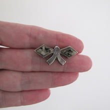 Load image into Gallery viewer, Victorian Scottish Silver &amp; Granite Bow Brooch/Cravat Pin - MercyMadge
