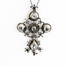 Load image into Gallery viewer, Georgian Pendant Necklace.  &#39;Croix de Saint Lo&#39; Black Dot Paste Diamond Cross. - MercyMadge
