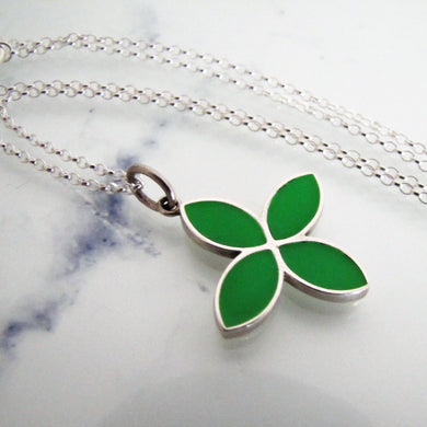 Pandora Silver Enamel Flower Pendant Necklace. - MercyMadge