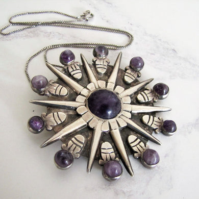 William Spratling Silver & Amethyst Pendant - MercyMadge