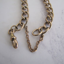 Cargar imagen en el visor de la galería, Antique 9ct Rolled Gold Watch Chain Bracelet. Victorian Curb Chain Bracelet, Dog Clip. - MercyMadge
