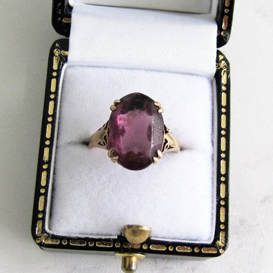 Edwardian 9ct Gold Paste Amethyst Ring. - MercyMadge