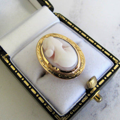 Antique 18ct Gold Coral Cameo Ring - MercyMadge