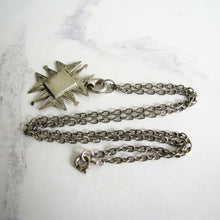 Cargar imagen en el visor de la galería, Vintage Engraved Silver Maltese Cross Fob Pendant On Chain. - MercyMadge
