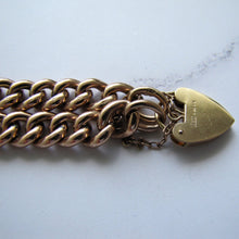 Load image into Gallery viewer, Victorian Solid 9ct Gold Curb Chain Bracelet, Heart Padlock Clasp - MercyMadge
