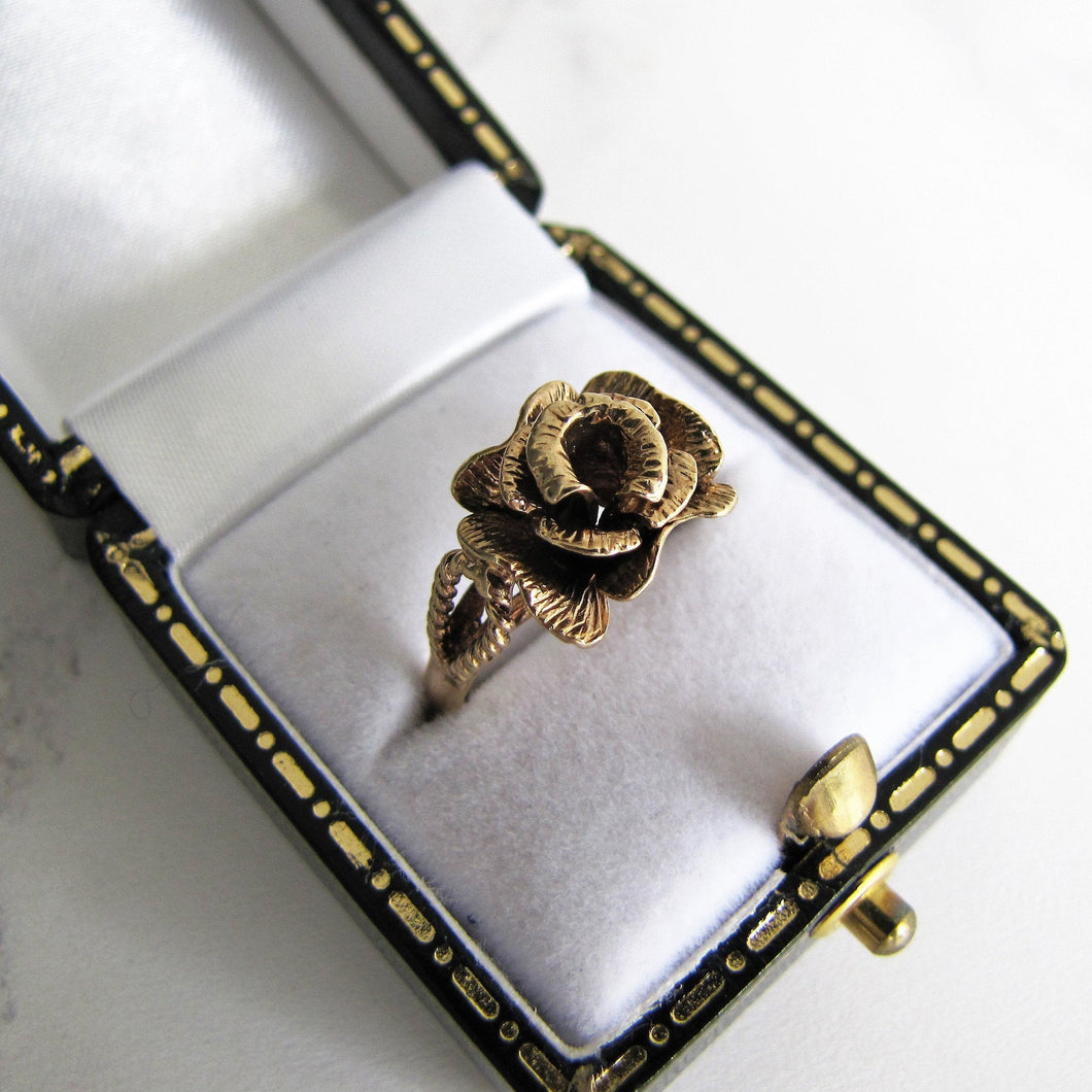 Vintage 9ct Gold English Rose Ring. Hallmarked London 1979. - MercyMadge