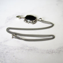 Load image into Gallery viewer, Vintage Whitby Jet Sterling Silver Pendant Necklace. - MercyMadge
