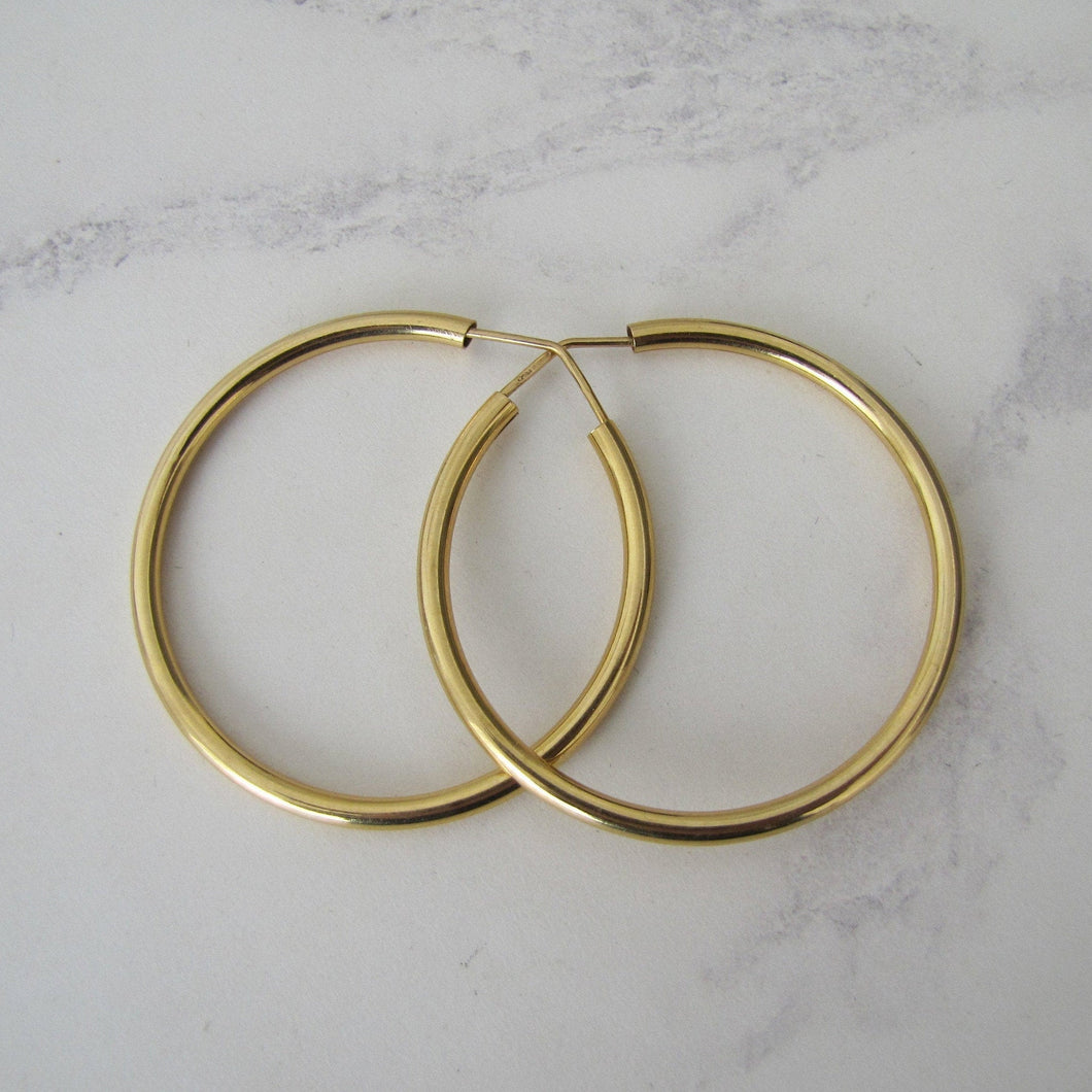 Italian 18ct Yellow Gold Large Hoop Earrings - MercyMadge