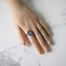 Load image into Gallery viewer, Art Deco Blue Zircon Ring, 9ct Gold. - MercyMadge
