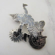Load image into Gallery viewer, 1930s Niello Silver Brooch, Made In Siam. - MercyMadge
