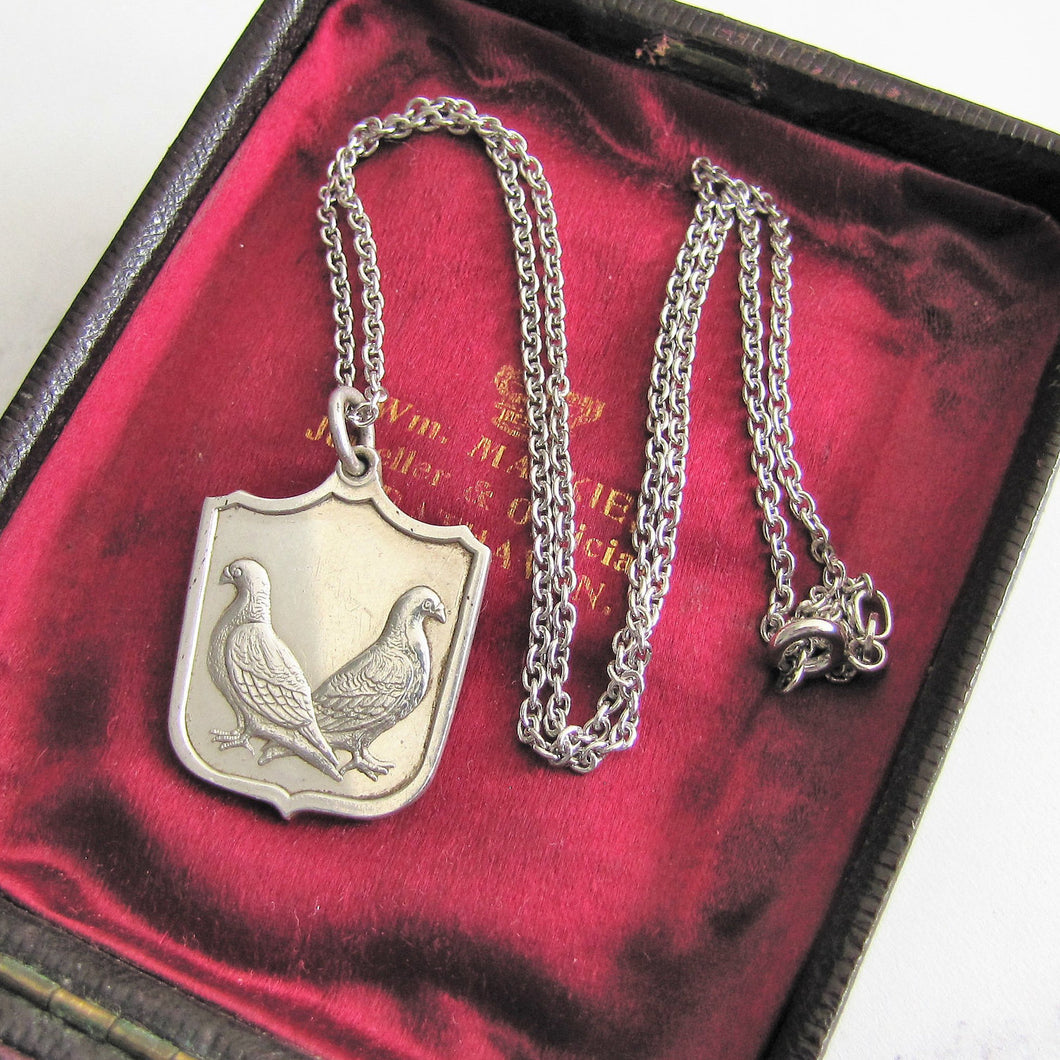 Vintage Silver Pigeon Fob Pendant On Chain. - MercyMadge