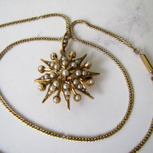 Load image into Gallery viewer, Victorian 15ct Gold Pearl Star Pendant Necklace. - MercyMadge
