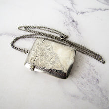 Load image into Gallery viewer, Antique Silver Vesta Pendant &amp; Long Chain, Chester 1905 - MercyMadge
