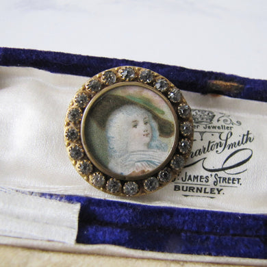 Antique French Paste Portrait Brooch, Georgian Lady - MercyMadge