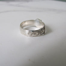 Load image into Gallery viewer, Victorian Style Silver Buckle Ring, Engraved Ferns. - MercyMadge
