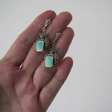 Load image into Gallery viewer, Art Deco Style Silver Marcasite &amp; Turquoise Earrings - MercyMadge

