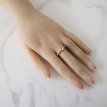 Load image into Gallery viewer, Mens 9ct Gold CZ Wishbone Ring. - MercyMadge
