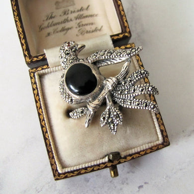 Silver Marcasite Dove Brooch - MercyMadge