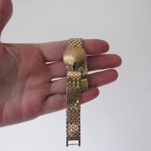 Cargar imagen en el visor de la galería, Art Deco 14K Gold, Diamond &amp; Sapphire Hidden Watch Bracelet. - MercyMadge
