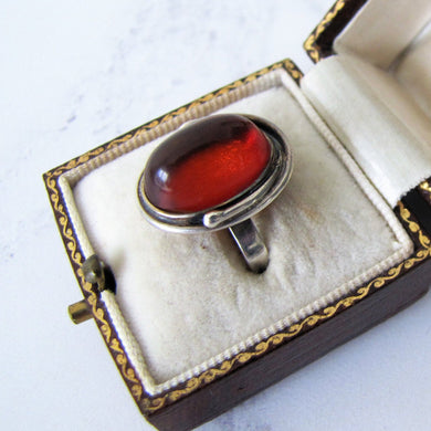 1930's Baltic Amber Sterling Silver Ring. - MercyMadge