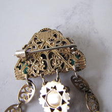 Cargar imagen en el visor de la galería, Antique Austro Hungarian Gold Gilt &amp; Paste Chatelaine Brooch. - MercyMadge
