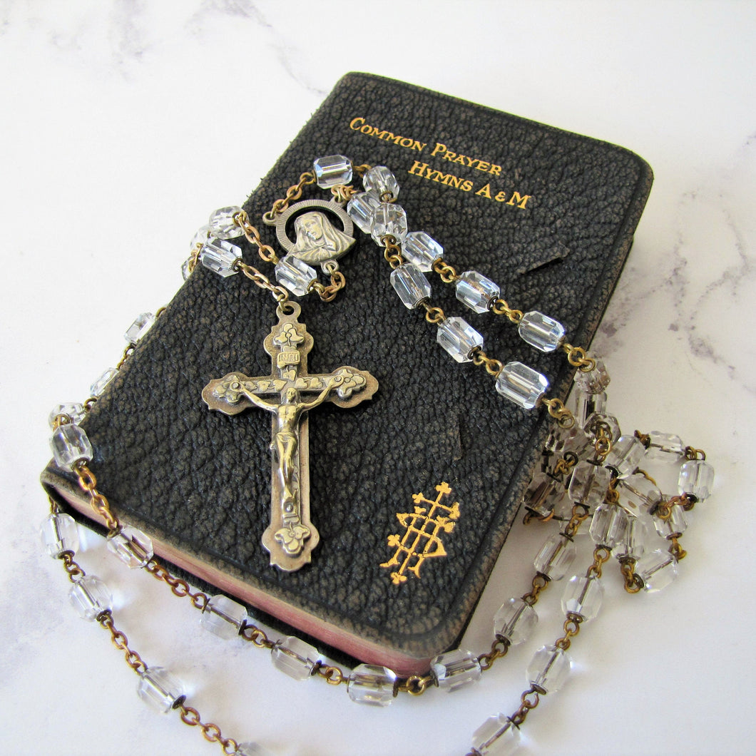 Antique Sterling Silver Czech Crystal Rosary - MercyMadge