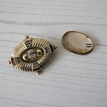 画像をギャラリービューアに読み込む, Antique Georgian/Victorian Gold Gilt &amp; Paste Diamond Target Brooch. Etruscan Locket Back Brooch With Hair/Photo Compartment

