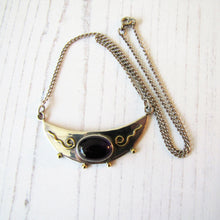Load image into Gallery viewer, Antique Edwardian Amethyst Bib Necklace. Arts &amp; Crafts Gold, Silver Amethyst Crescent Necklace. Sterling Silver Amethyst Necklace
