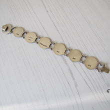 画像をギャラリービューアに読み込む, Vintage 1940s Sterling Silver &amp; Blue Enamel Bracelet. Britannia, Tudor Rose Guilloche Engraved Panel Bracelet. English Hallmarked Bracelet
