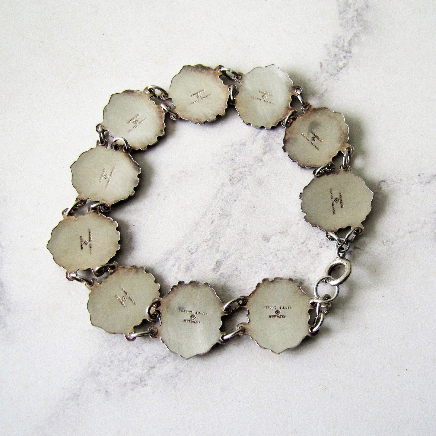 Vintage Sterling Silver & Enamel Charm Bracelet, Germany. Retro 1960s Canadian Provinces Souvenir Bracelet.