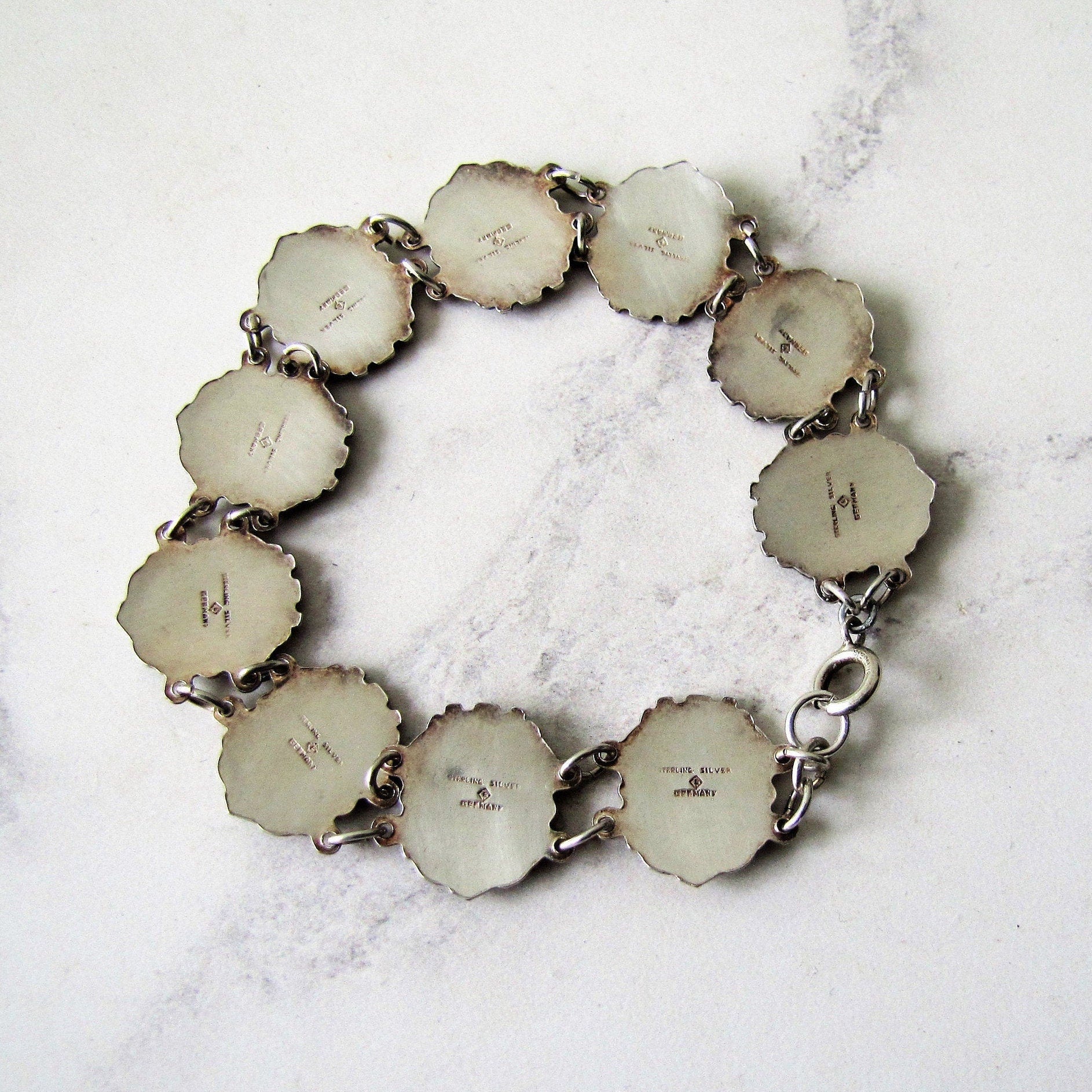 Vintage Sterling Silver & Enamel Charm Bracelet, Germany. Retro 1960s Canadian Provinces Souvenir Bracelet.