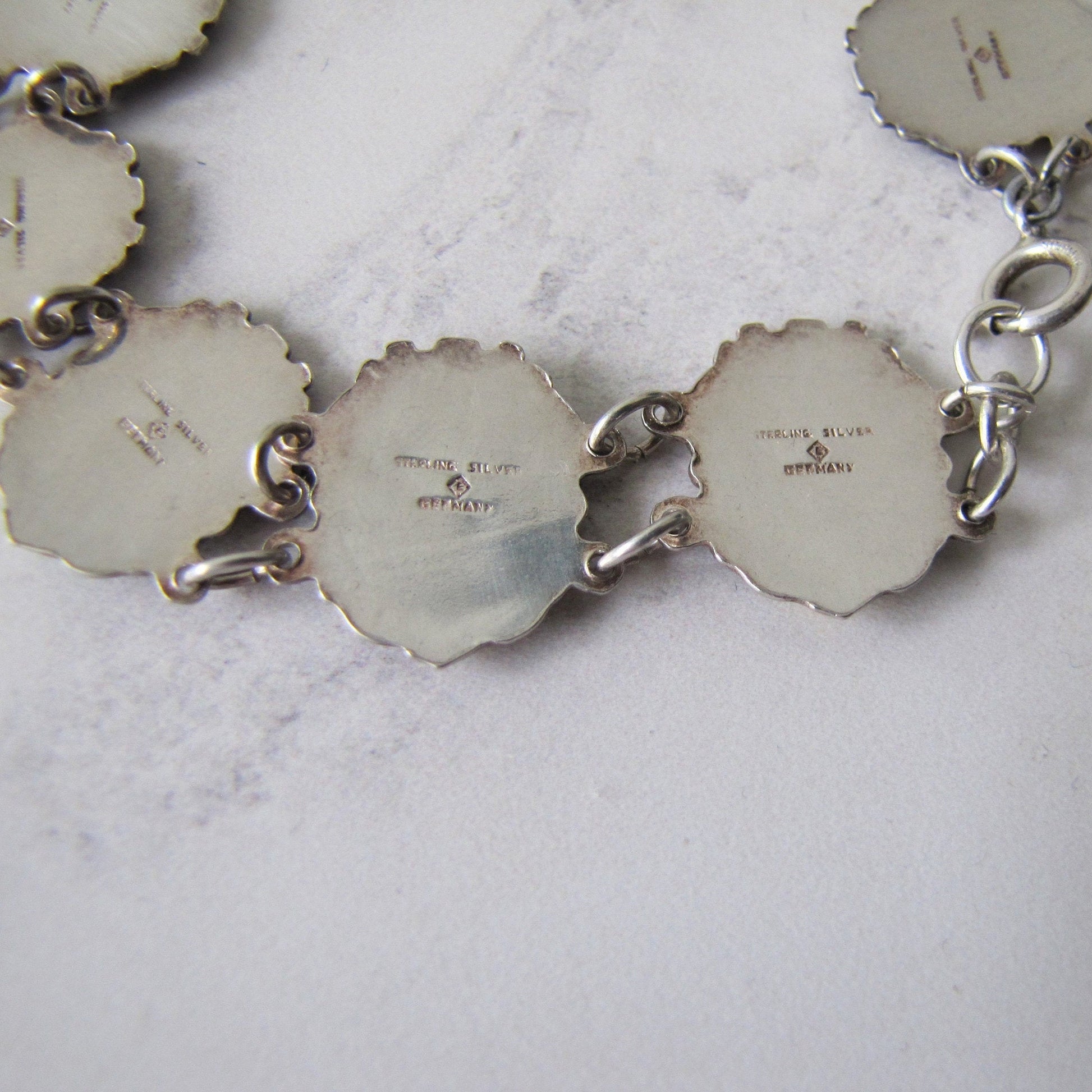 Vintage Sterling Silver & Enamel Charm Bracelet, Germany. Retro 1960s Canadian Provinces Souvenir Bracelet.