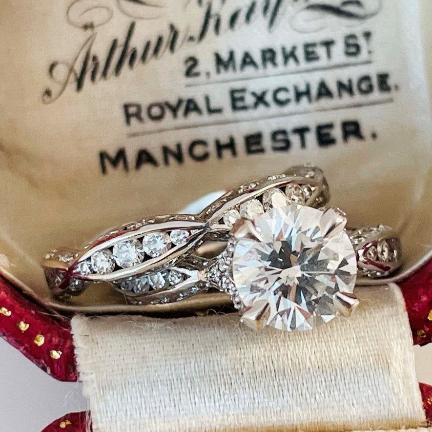 Diamond Bridal Set, 14ct White Gold. Bespoke Tacori Design Wedding & Engagement Ring Set 2.8ct. Custom Bridal Set With Independent GIA Cert