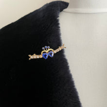 Load image into Gallery viewer, Antique 9ct Gold and Blue Iolite Sweetheart Brooch. Victorian Luckenbooth Heart Love Token Wedding Brooch.
