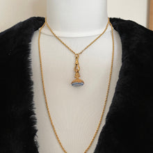 Cargar imagen en el visor de la galería, Rare Georgian Pinchbeck Gold &amp; Jasperware Cupid Pendant. Early Josiah Wedgwood Blue Jasper Ware Fob Style Pendant. Antique Georgian Jewelry
