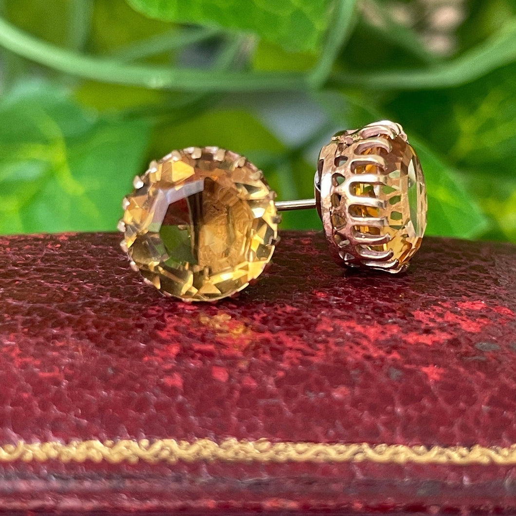 Victorian Scottish 15ct Gold Cairngorm Citrine Earrings