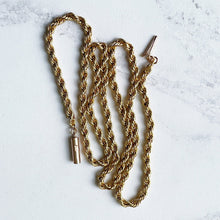 Cargar imagen en el visor de la galería, Antique Solid 9ct Gold Necklace Chain. Victorian Rope Chain With Torpedo Clasp, 17-1/2 Inches / 44.5 cm long, 6.3 grams
