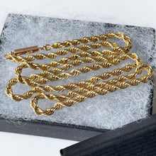 Carica l&#39;immagine nel visualizzatore di Gallery, Antique Solid 9ct Gold Necklace Chain. Victorian Rope Chain With Torpedo Clasp, 17-1/2 Inches / 44.5 cm long, 6.3 grams
