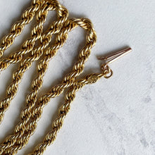 Cargar imagen en el visor de la galería, Antique Solid 9ct Gold Necklace Chain. Victorian Rope Chain With Torpedo Clasp, 17-1/2 Inches / 44.5 cm long, 6.3 grams
