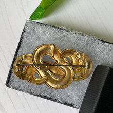 Load image into Gallery viewer, Antique Pinchbeck Gold &amp; Ruby Paste Pendant Brooch. Georgian/Victorian Etruscan Revival Pendant. Gordian Knot/Ouroboros Eternity Brooch
