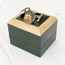 Load image into Gallery viewer, Vintage Sterling Silver &amp; Hand Painted Enamel Fox Head Cufflinks. Equestrian Fox Hunting Jewellery. Vintage Jewellery Gift
