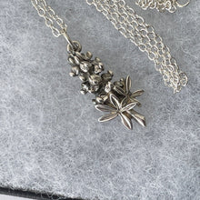 Load image into Gallery viewer, Vintage James Avery Silver Pendant Necklace. Retired JA Pendant/Charm, Bunch Of Bluebonnet Flowers. Texas State Flower Sterling Pendant

