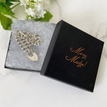 Load image into Gallery viewer, Vintage Silver Love Heart Padlock Bracelet, Hallmarked Charles Horner 1976. Sterling Silver Double Curb Link Sweetheart Bracelet.
