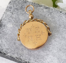 Load image into Gallery viewer, Victorian 9ct Gold Locket Style Fob. Scottish Carnelian &amp; Engraved Initials Spinner Fob. Antique Victorian Love Token, Sweetheart Pendant
