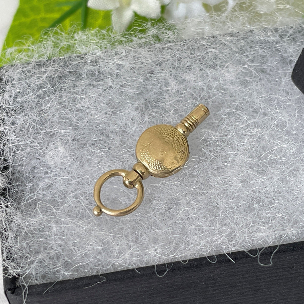 Victorian 9ct Gold Pocket Watch Key. Antique Gold Miniature Key Pendant/Charm/Fob. Ladies Pocket Watch Winder Key For Albertina Bracelet.